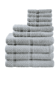 Mainstays 10 Piece Towel Set with Upgraded Softness & Durability, Grey