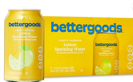 bettergoods Lemon Flavored Sparkling Water, 12 fl oz, 8 Cans