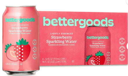 bettergoods Strawberry Flavored Sparkling Water, 12 fl oz, 8 Cans