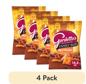 (4 pack) Gardetto's Snack Mix, Aged Cheddar, Family Size Pub and Party Mix, 14.5 oz Bag