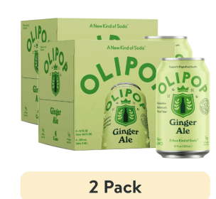 (2 pack) OLIPOP Prebiotic Soda, Ginger Ale, 12 fl oz, 4 Pack, Pantry Packs