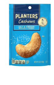 PLANTERS Cashews Salt and Vinegar, Party Snacks, 5 oz Resealable Bag