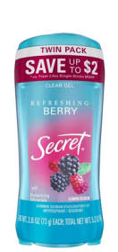 Secret Fresh Clear Gel and Deodorant for Women, Refreshing Berry, 2.6 oz each, Pack of 2