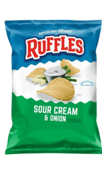 Ruffles Potato Chips Sour Cream & Onion Flavor Snack Chips, 8.0 Ounce Bag