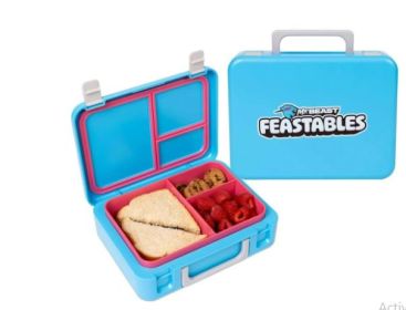 MrBeast Feastables World's Coolest Collectible Lunch Box, BPA-Free, Blue/Pink